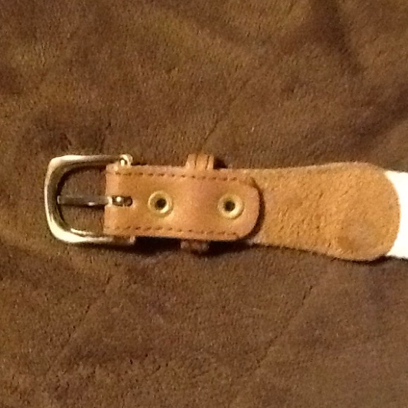 Canvas and Leather Striped Belt Total length 41 " - Picture 7 of 8